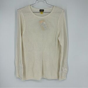 Cabelas open knit long tunic sweater cotton